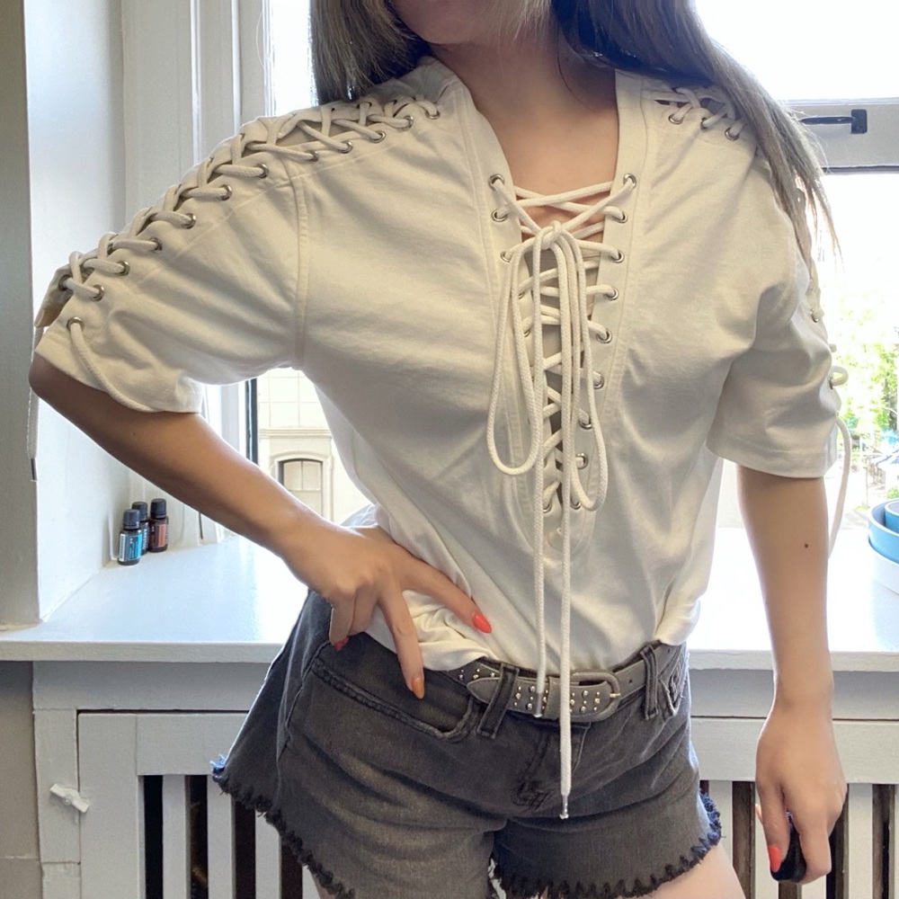 MCQ Ivory laced T-shirt